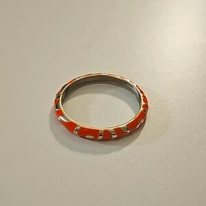 Vintage Gold Tone Enamel Cuff Clamper Bracelet.